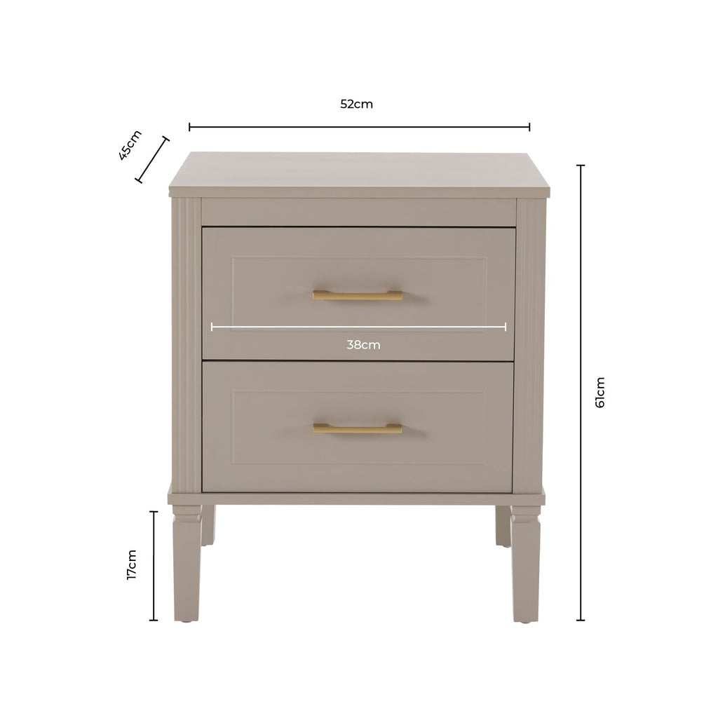 Table de chevet 2 tiroirs - Taupe