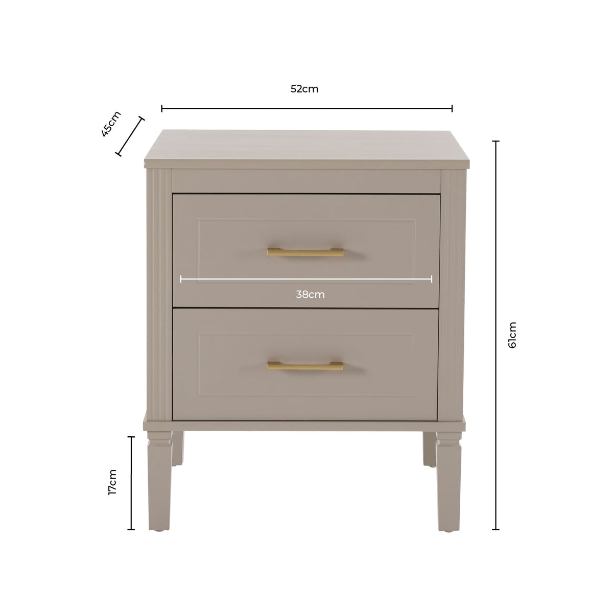 Table de chevet 2 tiroirs - Taupe