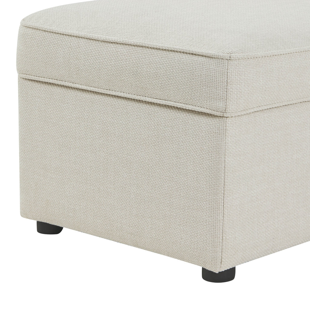 Pouf rectangulaire avec rangement - Beige