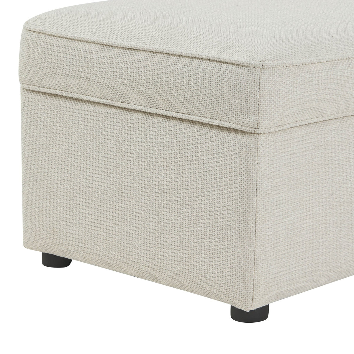 Pouf rectangulaire avec rangement - Beige