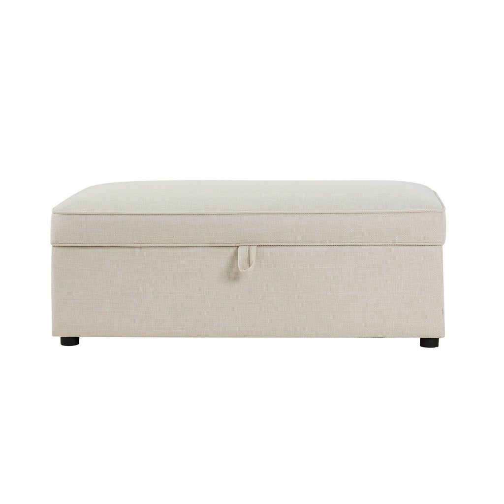 Pouf rectangulaire avec rangement - Beige