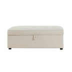 Pouf rectangulaire avec rangement - Beige