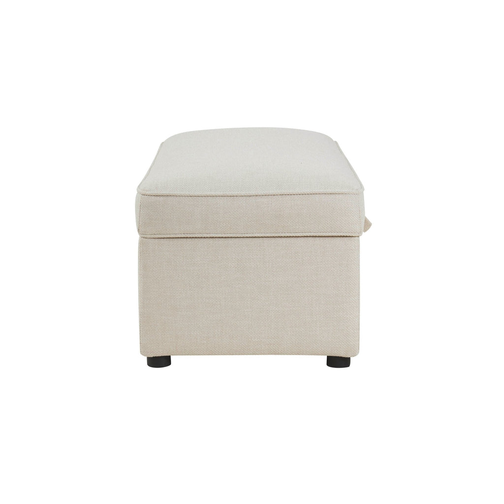 Pouf rectangulaire avec rangement - Beige