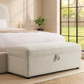 Pouf rectangulaire avec rangement - Beige