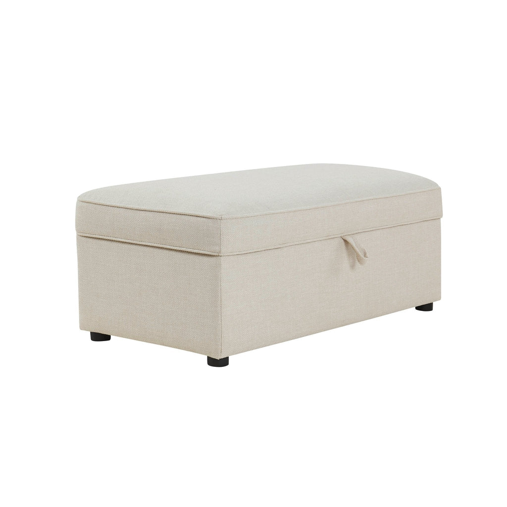 Pouf rectangulaire avec rangement - Beige