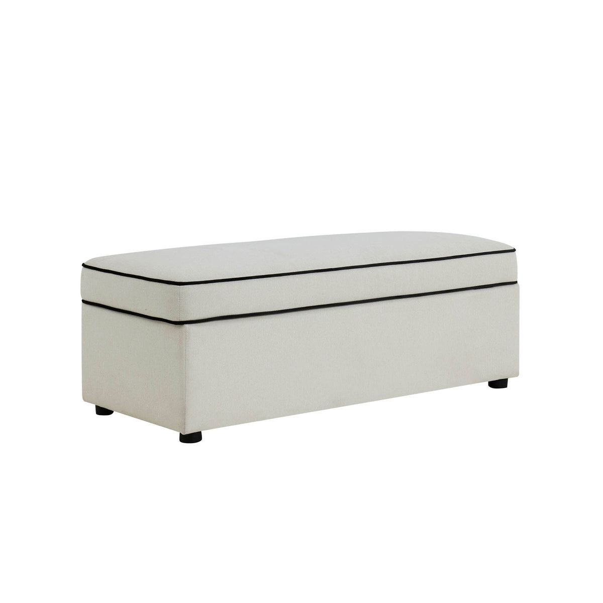 Pouf de rangement rectangulaire – Lin crème/noir