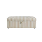 Pouf ottoman rectangulaire avec rangement - Rayures sable