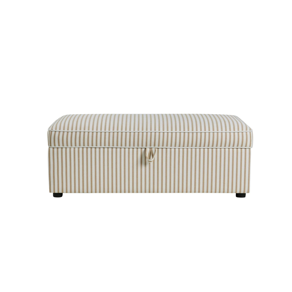 Pouf ottoman rectangulaire avec rangement - Rayures sable