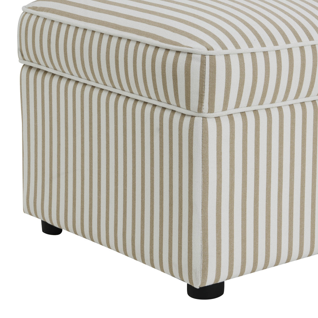 Pouf ottoman rectangulaire avec rangement - Rayures sable
