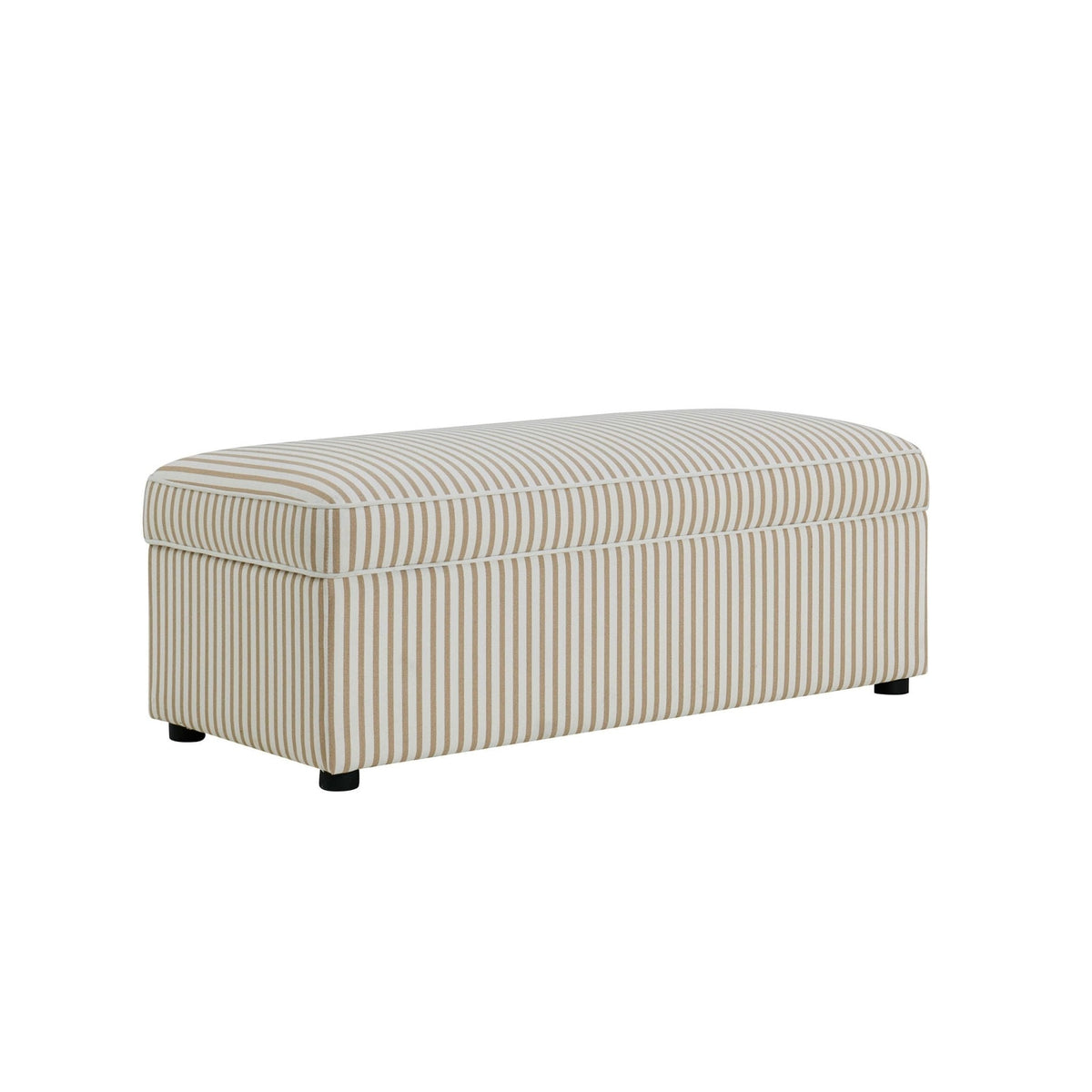 Pouf ottoman rectangulaire avec rangement - Rayures sable