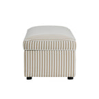 Pouf ottoman rectangulaire avec rangement - Rayures sable