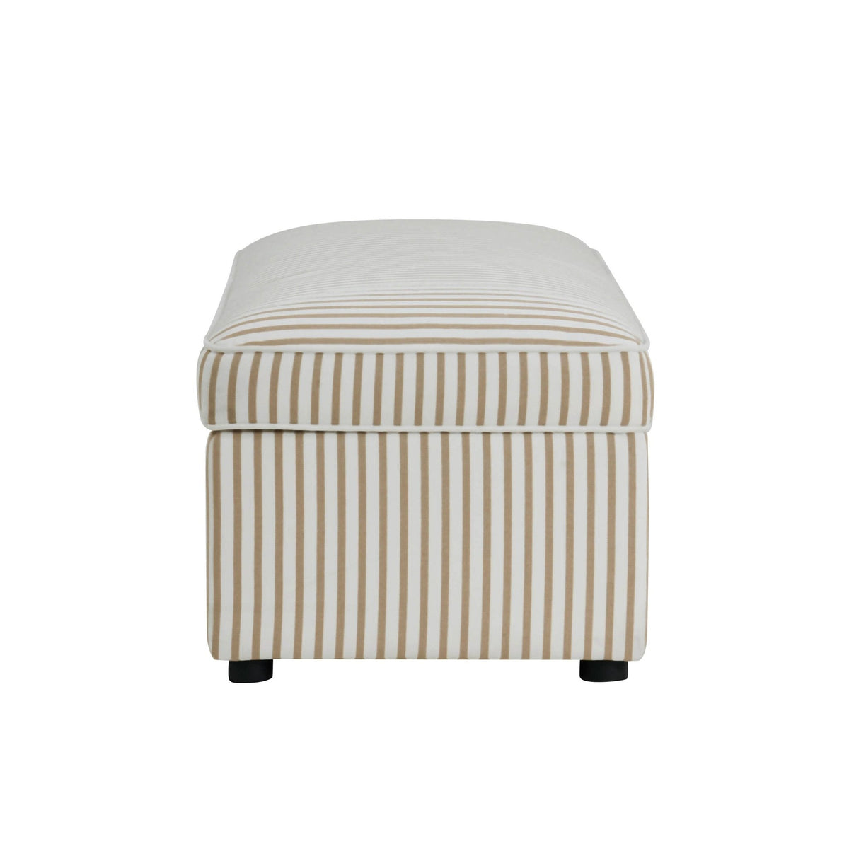 Pouf ottoman rectangulaire avec rangement - Rayures sable